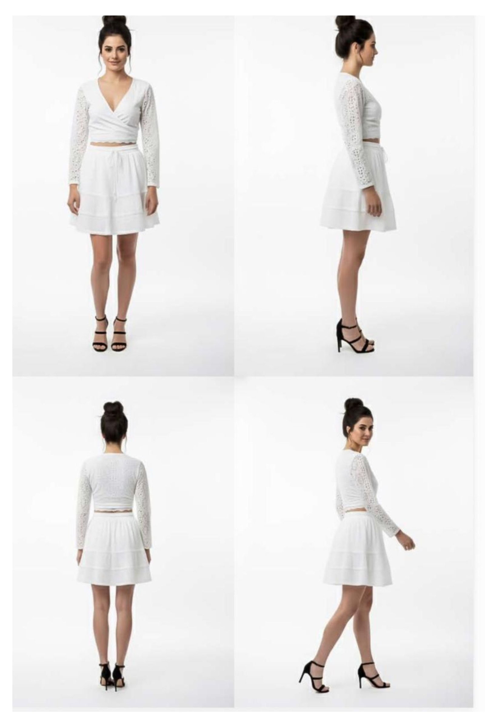 White Tiered Mini Skirt - Image 3