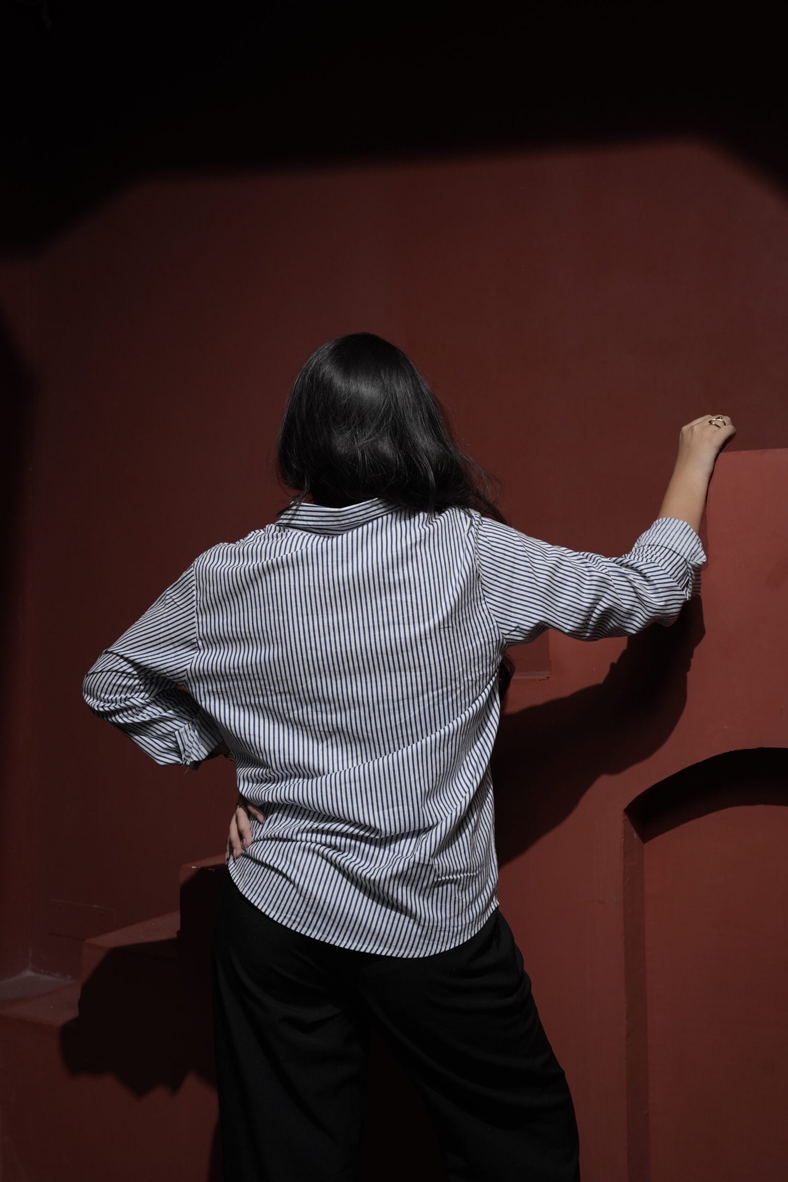 Classic Blue Stripe Cotton Shirt - Image 4