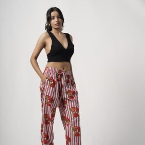 Strawberry Stripe Pants with Black Crop Top